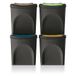 Keden Sortibox 4-delige set afvalemmers van 100% gerecycled kunststof, zwart, volume 4 x 25 l