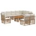 vidaXL Ensemble de jardin 11 pièces. Polyrotin aspect naturel et crème