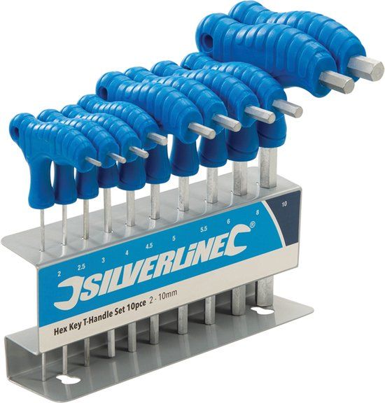 SILVERLINE Inbus Sleutel Hex - 10 Delig - T Greep - 2 t/m 10 mm
