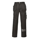 Portwest KS15 Werkbroek Polyester Elastische Band Zeer Kleurvast Kniezakken | Zwart, UPF 40+, Lange Pasvorm, Unisex, Driedubbel Gestikte Naden, Hamerlus, Machinewasbaar, Lichtgewicht, Rekbaar
