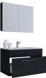 VCM 3-delige wastafelmeubelset met spiegelkast, 80 cm breed, hangend, zwart