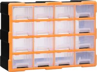 vidaXL Organizer met 16 medium lades, Oranje en zwart, Kunststof, 52x16x37 cm