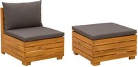 vidaXL Tuin loungeset met kussen 2 Stuk Bruin Massief Acaciahout