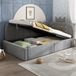 OKWISH Daybed 90x190 cm - Espace de rangement hydraulique - Forme en L réversible - Velours - Gris - Sans matelas