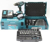 Makita Accuklopboormachine DHP482 Set - 18V met 2x 3.0Ah Accu&#39;s in Makpac Maat 2 + 120 Accessoires