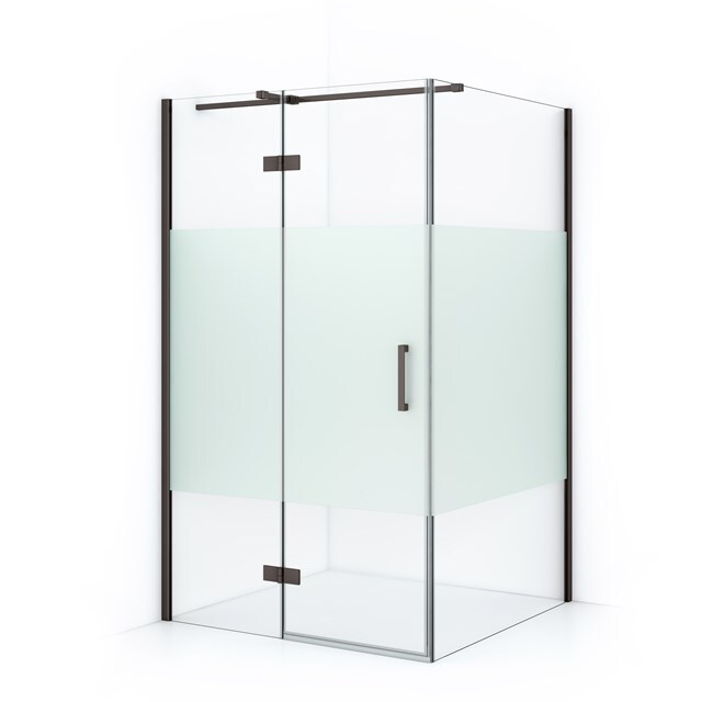 Maxaro Douchecabine Diamond 110x100cm 8mm Helder Veiligheidsglas met Matte Strook Zwart Metaal