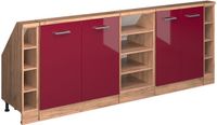 Vicco R-Line Keukenkast voor schuine wand – 210 cm Set van 5 Rood hoogglans/gouden eik
