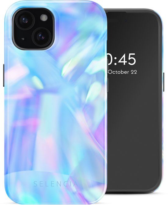 Selencia Hoesje - Geschikt voor Apple iPhone 15 - Backcover geschikt voor MagSafe - Holographic Blue Dream