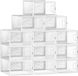 SONGMICS Boîtes à chaussures, set de 12 pièces, boîte de rangement pour chaussures, organisateur de chaussures, pliable et empilable, pour chaussures jusqu'à la taille 44, chaussures de sport, talons hauts, chaussures plates, transparent-noir LSP106W12