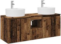 vidaXL Badkamerkastenset 3 st Oud hout 49,5 x 44,5 x 65 cm