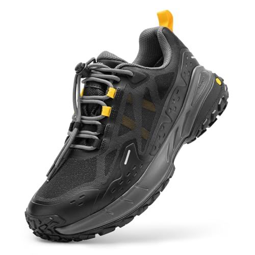 Fitville Wandelschoenen Heren Waterdicht Extra Breed Antislip Outdoor Trekkingschoenen Brede Lichte Sneakers Heren Klimschoenen Bergschoenen Lugmax V1 Zwart/Grijs 44 EU X-Breed