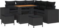 vidaXL Ensemble de banc de jardin 8 pièces 7 places noir polyrattan