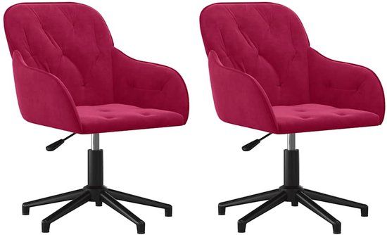 vidaXL Eetkamerstoelen - draaibaar - 2 stuks - fluweel - wijnrood