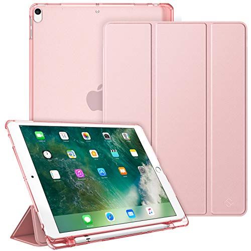 Fintie Hoes met Pencil Houder voor iPad Air 10.5" 2019 (3de generatie) / iPad Pro 10.5" 2017 - Ultradun Superlicht Beschermhoes met Transparante Achterkant Auto Slaap/Wake (Rosé Goud)