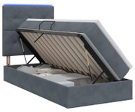 vidaXL LED-opbergbed met matras, donkergrijs, 90 x 190 cm, fluweel