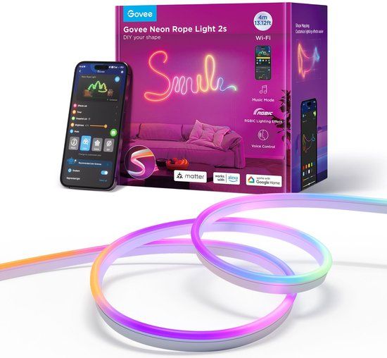 Govee slimme witte neon ledstrip 4m Matter RGBIC