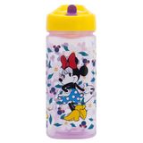 STOR Herbruikbare drinkfles Minnie Mouse met geïntegreerd rietje, 530 ml, BPA-vrij, waterfles, kunststof, vierkant, voor kinderen