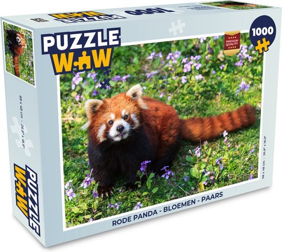 MuchoWow Puzzel Rode Panda - Bloemen - Paars - Legpuzzel - Puzzel 1000 stukjes volwassenen