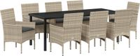 vidaXL Tuin Eettafel Set 9-delig Lichtgrijs Polyrattan