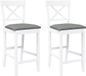 vidaXL Tabourets de bar avec coussins 2 pièces blanc bois massif caoutchouc