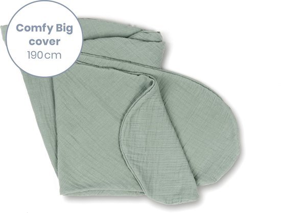 Doomoo Basics Tetra Green Comfy Big Zwangerschapskussen Hoes - Voor een Voedingskussen in Superzacht Biokatoen - Dubbel Gaas Elastische Kussensloop Beschikbaar in Verschillende Natuurlijke Kleuren - Basics groen