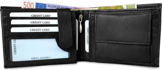 Lundholm Leren Portemonnee Heren Billfold - Zwart - Nappa Leer - RFID - 13 Pasjes