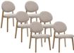 Vente-unique Set van 6 stoelen in getextureerde stof en licht natuurlijk rubberhout - Beige - MARLENI