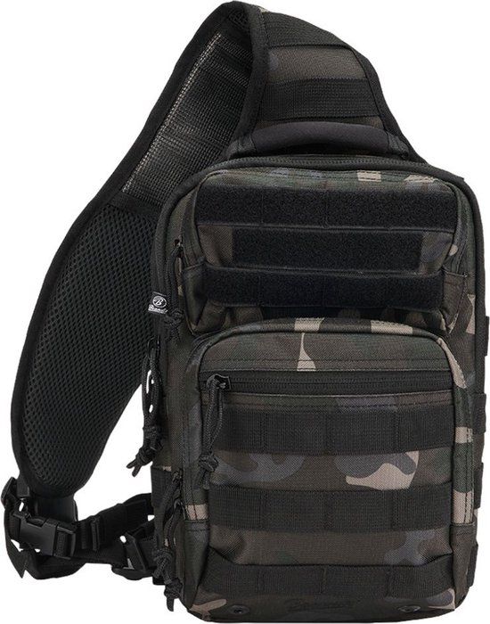 Brandit US Cooper Sling Medium Rugtas - Zwart/Bruin - Unisex