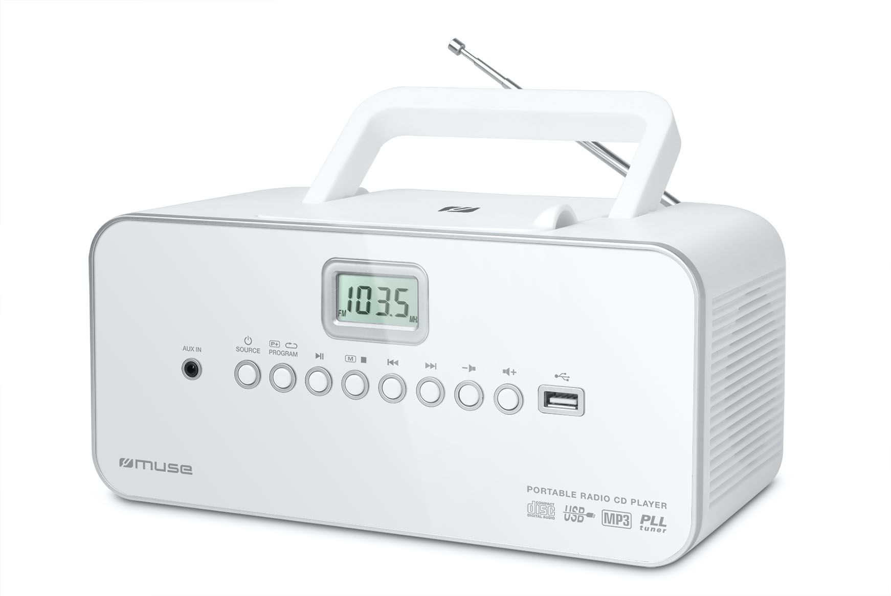 Muse Electronics Muse M-28RDW Draagbare Radio/CD/MP3-speler met USB - Wit