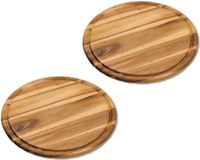 Kesper Broodplank/Serveerplank/Snijplank - 4 stuks - Rond - Met Sapgroef - Dia 30 cm - Acacia Hout
