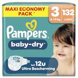 Pampers Baby-Dry Maat 3, Maandbox 132 Luiers, 6-10kg