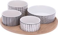 Excellent Houseware Borrelplank - bamboe - hout - D22 cm - serveerplank met schaaltjes