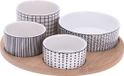 Excellent Houseware Borrelplank - bamboe - hout - D22 cm - serveerplank met schaaltjes