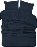 DoubleDry Dekbedovertrek Flanel 100% Coton Doux - Lits Jumeaux 240x200/220 cm + 2 Taies d'oreiller - Respirant & Hypoallergénique - Bleu