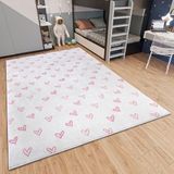 Hanse Home Biało-różowy dywan dziecięcy 160x235 cm Hearts