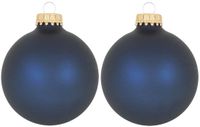 Krebs Kerstballen - 16x st - donkerblauw - glas - 7 cm