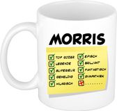 Bellatio Decorations Naam mok Morris - wit - top gozer - keramiek - 300 ml - cadeau collega beker