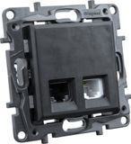 Legrand Niloe Step Computerstopcontact RJ45 + Telefoonstopcontact RJ11, Zwart