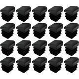 cyclingcolors 20 stuks vierkante doppen van kunststof, voor poten, stoelen, inzettafels, tuinmeubelen, kantoor, zwart, 22 x 22 mm