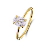Lucardi Dames 14 karaat ring met labgrown diamant 1ct ovaal