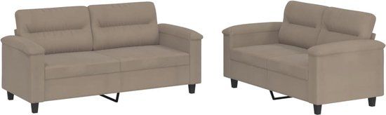 vidaXL 2-delige Loungeset met kussens microvezelstof taupe