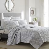 Laura Ashley Heirloom Crochet Grey Quilt Set