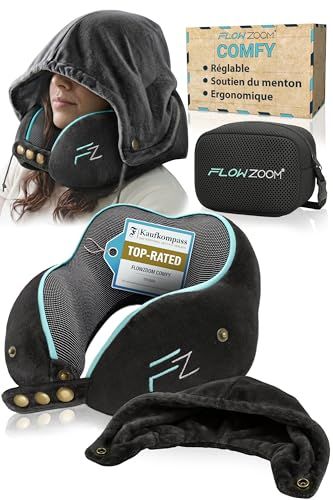FLOWZOOM Comfy Reiskussen met capuchon van traagschuim