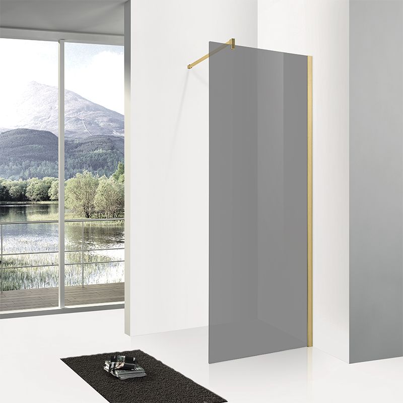 Badkamerplanet Douchewand Rookglas 120x200 cm Goud 10 mm incl. Profiel en Stang
