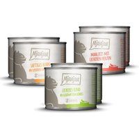 MjAMjAM premium natvoer voor katten - gemengd pakket I - kip, rund, hartjes, pak van 6 (6 x 200 g), graanvrij met extra vlees