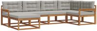vidaXL - Hoek loungeset - 6 zitplekken - Naturel en lichtgrijs - Acacia hout