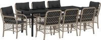 vidaXL - Tuin - Eettafel - Set - 9 - st - Lichtgrijs - poly - rattan