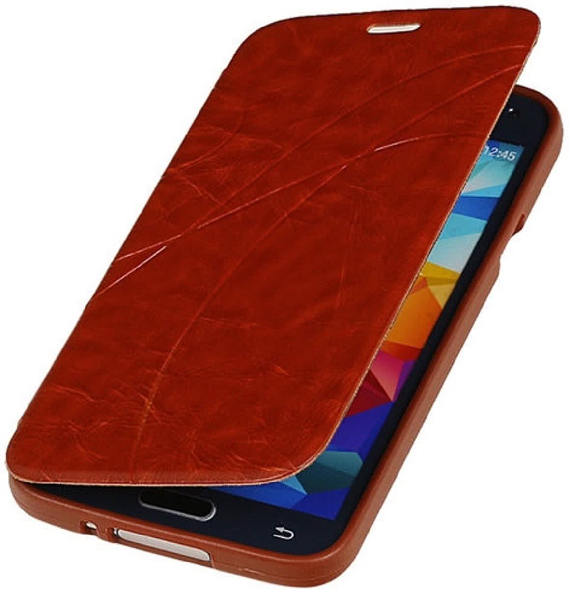 Best Cases Bruin TPU Book Case Flip Cover Motief Hoesje Samsung Galaxy S5