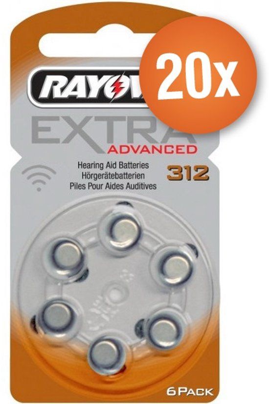 Rayovac gehoorapparaat batterijen - Type 312 (bruin) - 120 stuks + magnetische batterijpen