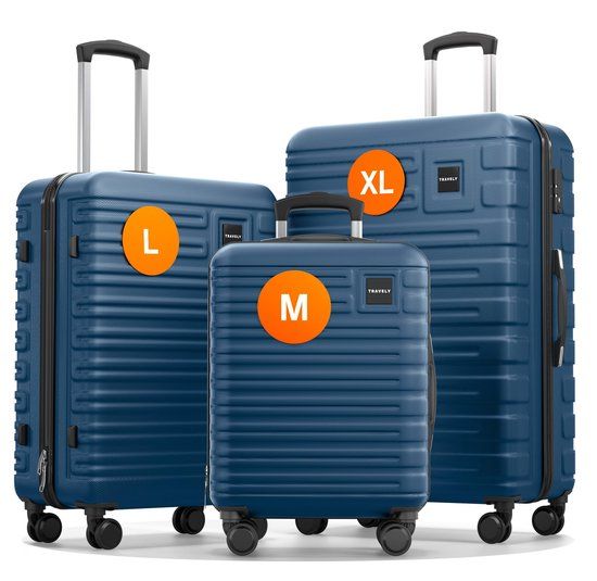 Polycarbonaat Bol Polycarbonaat Kofferset - 3-delige Kofferset, XL + L + M, Blauw